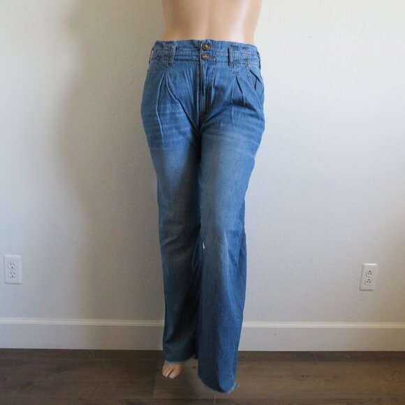 MAURICES Jeans Distressed WIDE Leg Raw Hem Blue Denim Plus Size 20W NWT - Picture 3 of 4